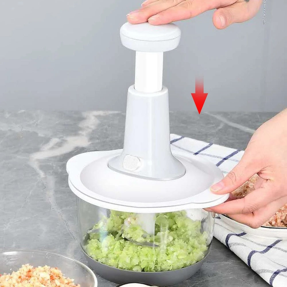 Manual Hand Push Chopper โ Easy Vegetable & Food Chopping Tool