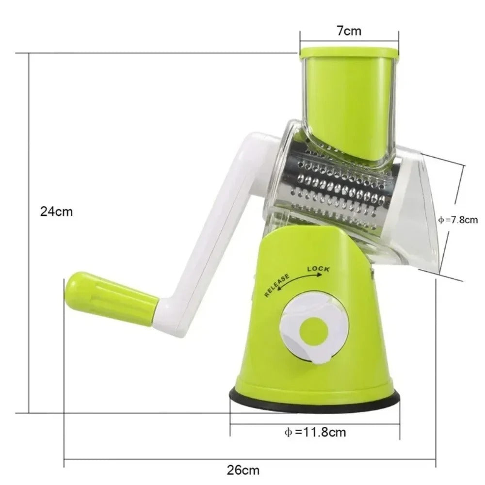 TableTop Drum Grater β Manual Rotary Cheese & Vegetable Grater