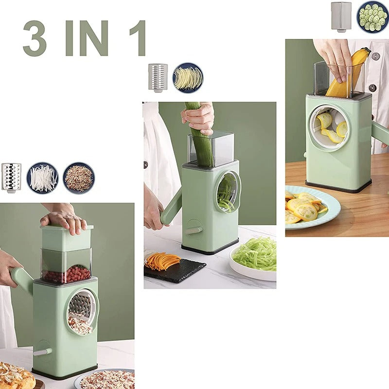 Vegetable Cutter Multifunctional Manual Rotary Cheese Grater Shredder – All-in-One Kitchen Tool