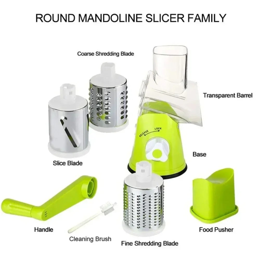 TableTop Drum Grater – Manual Rotary Cheese & Vegetable Grater